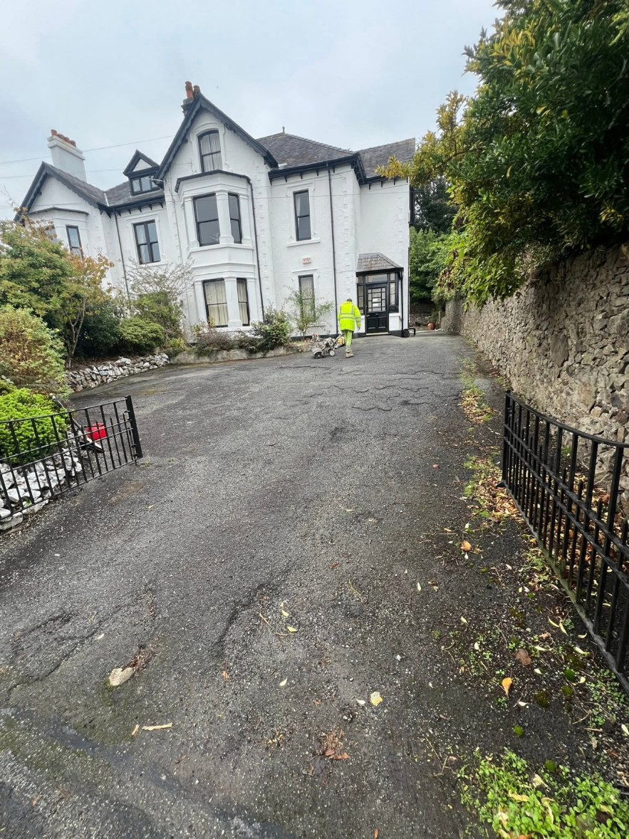 Damaged asphalt driveway before repair